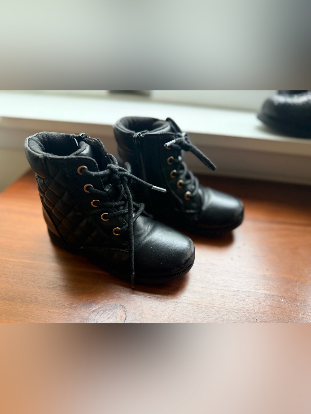 The Children's Place Black Quilted Lace-Up Ankle Boots